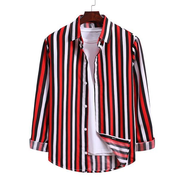 shirts mens stripe print loose lapel neck long sleeve casual vacation blouse para hombre, White;black
shirts mens stripe print loose lapel neck long sleeve casual vacation blouse para hombre, White;black