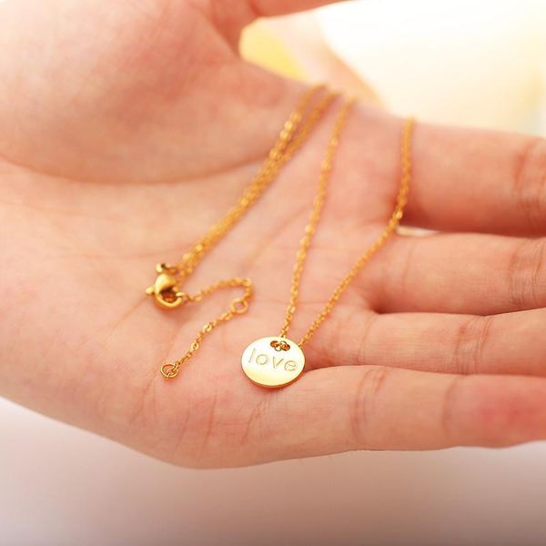 pendant necklaces 2021 engraved letters love necklace gold sliver chain stainless steel round nameplate valentine's day present, Silver
pendant necklaces 2021 engraved letters love necklace gold sliver chain stainless steel round nameplate valentine's day present, Silver