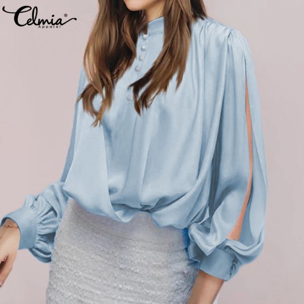 blouses women 2021 fashion split long sleeve satin blouses celmia hollow streetwear shirt elegant silk vintage loose blusas 5xl, White
blouses women 2021 fashion split long sleeve satin blouses celmia hollow streetwear shirt elegant silk vintage loose blusas 5xl, White