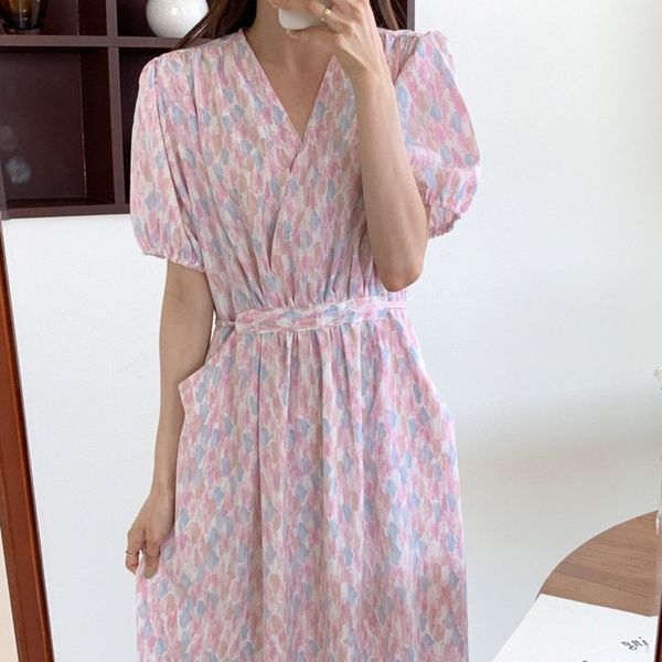 casual dresses summer korean gentle v-neck puff sleeve drawstring pocket floral ladies all-match thin elegant fashion 9f1z, Black;gray
casual dresses summer korean gentle v-neck puff sleeve drawstring pocket floral ladies all-match thin elegant fashion 9f1z, Black;gray