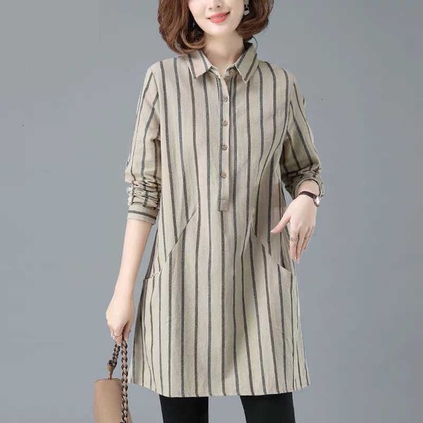 women's blouses & shirts spring fashion women long sleeve loose striped cotton linen casual plus s zywh, White
women's blouses & shirts spring fashion women long sleeve loose striped cotton linen casual plus s zywh, White