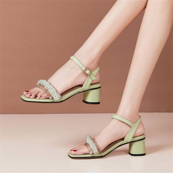 designer genuine cow leather+pvc pearl beads sandals women chunky med heels ankle strap shoes 2021 summer large size 45, Black
designer genuine cow leather+pvc pearl beads sandals women chunky med heels ankle strap shoes 2021 summer large size 45, Black
