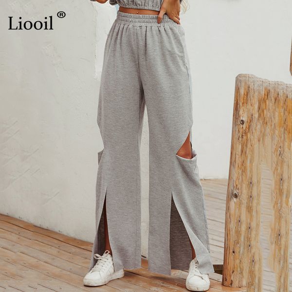 pants casual loose hole sweatpants for women fall mid waist elastic slit with pockets gray female wide leg jogger pants jipv, Black;white
pants casual loose hole sweatpants for women fall mid waist elastic slit with pockets gray female wide leg jogger pants jipv, Black;white