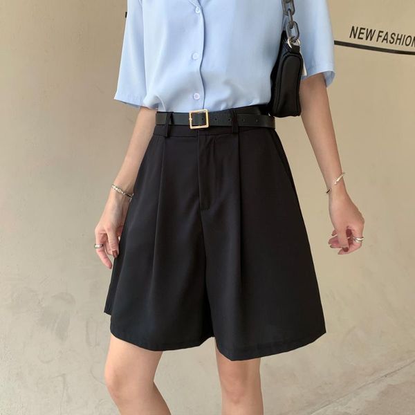 women's shorts suit cropped trousers loose high waist show slim casual wide leg midrange, White;black
women's shorts suit cropped trousers loose high waist show slim casual wide leg midrange, White;black