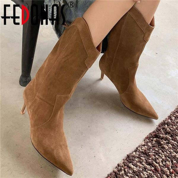 boots fedonas pointed toe western thin heels women mid-calf cow suede concise casual shoes woman autumn winter, Black
boots fedonas pointed toe western thin heels women mid-calf cow suede concise casual shoes woman autumn winter, Black