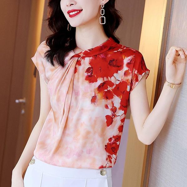 women's blouses & shirts elegant fashion women real blue shirt 2021 summer folds o-neck short sleeve loose office lady silk floral pri, White
women's blouses & shirts elegant fashion women real blue shirt 2021 summer folds o-neck short sleeve loose office lady silk floral pri, White