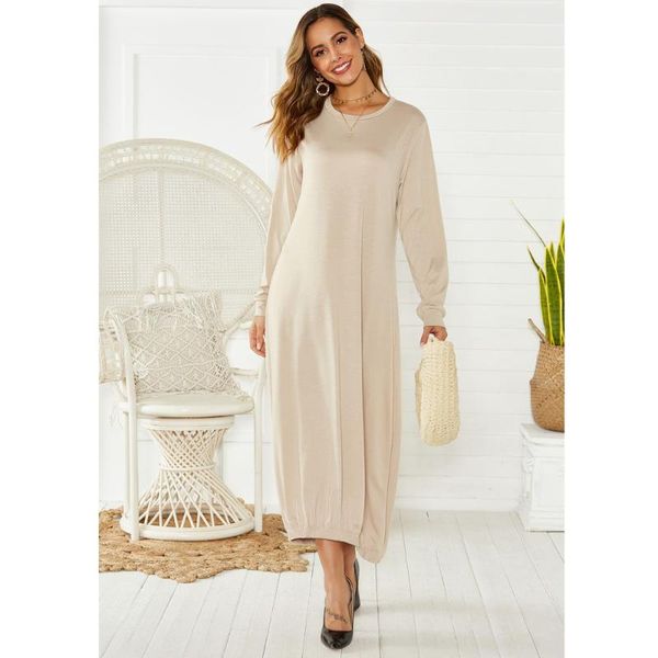 casual dresses summer fashion women's grey black beige collar long sleeved baggy gown dress, Black;gray
casual dresses summer fashion women's grey black beige collar long sleeved baggy gown dress, Black;gray