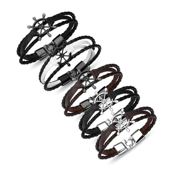 charm bracelets fashion sailor men's multilayer leather jewelry bracelet stainless steel hand chain gift 3-ph1257, Golden;silver
charm bracelets fashion sailor men's multilayer leather jewelry bracelet stainless steel hand chain gift 3-ph1257, Golden;silver
