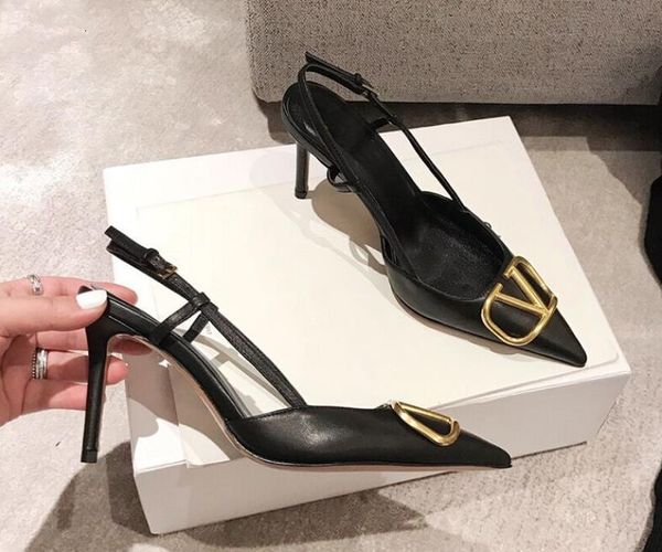 sandals classics brand women high sandal 4/6/8cm thin heel red wedding metal v buckle pointed toe single shoes, Black
sandals classics brand women high sandal 4/6/8cm thin heel red wedding metal v buckle pointed toe single shoes, Black