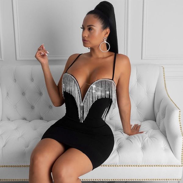 summer party dress women sleeveless v neck tassel rhinestone mini bodycon short dress sheath elegant club dress vestidos, Black;white
summer party dress women sleeveless v neck tassel rhinestone mini bodycon short dress sheath elegant club dress vestidos, Black;white