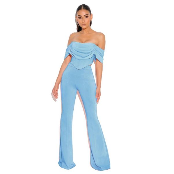 women's two piece pants 2021 celebrity designer women autumn pieces slash neck sky blue draped bandage set high street fashion, White
women's two piece pants 2021 celebrity designer women autumn pieces slash neck sky blue draped bandage set high street fashion, White