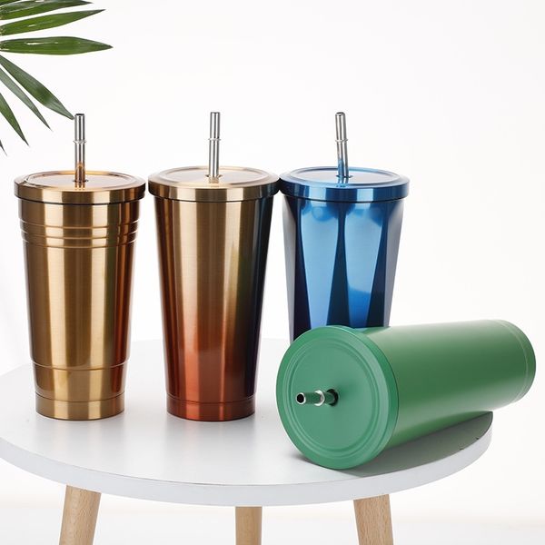 304 stainless steel thermos portable creative cup with straw straight body coffee cup
304 stainless steel thermos portable creative cup with straw straight body coffee cup