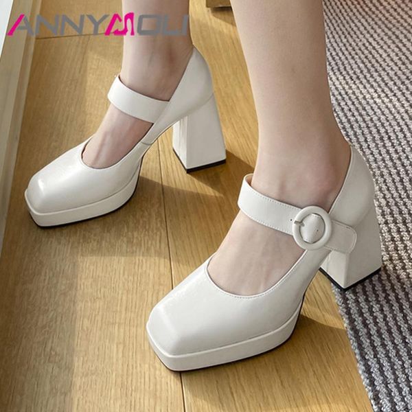 annymoli shoes women extreme high heel maty janes pumps square toe platform thick heels shoes female dress footwear white 34-40, Black 
annymoli shoes women extreme high heel maty janes pumps square toe platform thick heels shoes female dress footwear white 34-40, Black