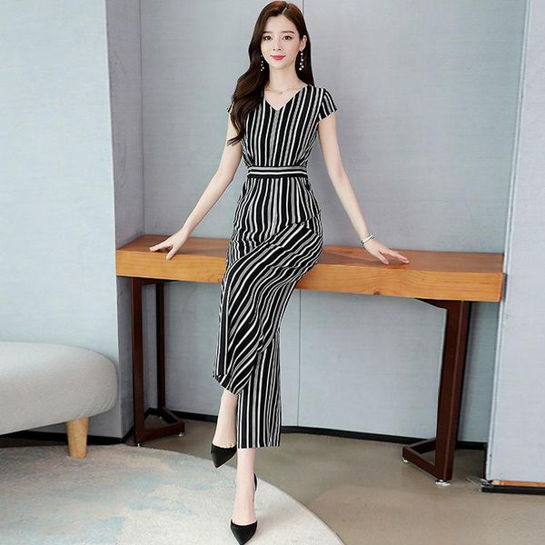women's jumpsuits & rompers women 2021 spring autumn elegant v neck jumpsuit female short sleeve casual overalls office lady striped f2, Black;white
women's jumpsuits & rompers women 2021 spring autumn elegant v neck jumpsuit female short sleeve casual overalls office lady striped f2, Black;white