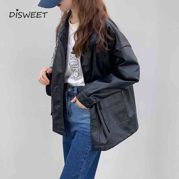 leather solid lapel pu faux leather woman street style long sleeve loose single breasted jackets ladies simplicity slim warm women's to, Black
leather solid lapel pu faux leather woman street style long sleeve loose single breasted jackets ladies simplicity slim warm women's to, Black