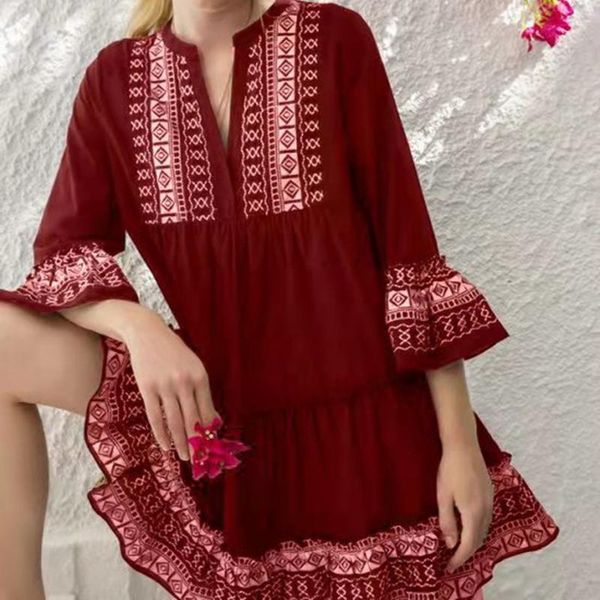 casual dresses bohemia style women half sleeve loose dress vintage print o-neck ruffles deco lady mini femme streetwear vestidos, Black;gray
casual dresses bohemia style women half sleeve loose dress vintage print o-neck ruffles deco lady mini femme streetwear vestidos, Black;gray