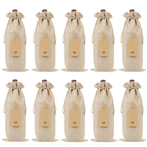 gift wrap burlap wine bags with drawstrings, single reusable bottle covers ropes and tags (10 pcs)
gift wrap burlap wine bags with drawstrings, single reusable bottle covers ropes and tags (10 pcs)