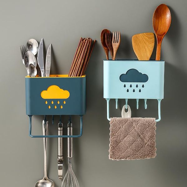 hooks & rails wall-mounted chopstick storage holder punch-oothbrush cup rack spoon fork cutlery drainer kitchen bathroom accessories 
hooks & rails wall-mounted chopstick storage holder punch-oothbrush cup rack spoon fork cutlery drainer kitchen bathroom accessories