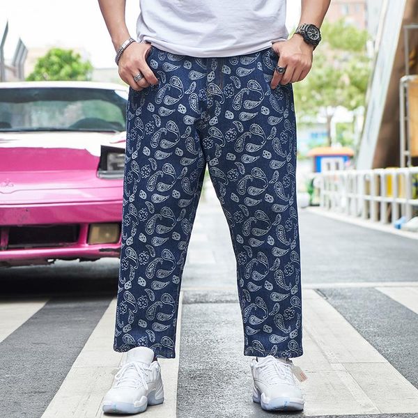 men's jeans 32-48 oversized men streetwear dance hip-hop cashew jacquard design straight loose casual denim ankle-length pants, Blue
men's jeans 32-48 oversized men streetwear dance hip-hop cashew jacquard design straight loose casual denim ankle-length pants, Blue