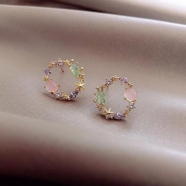 hoop & huggie classic round pink green crystal stud earrings sweet wreath jewelry fashion brincos gifts for women, Golden;silver
hoop & huggie classic round pink green crystal stud earrings sweet wreath jewelry fashion brincos gifts for women, Golden;silver