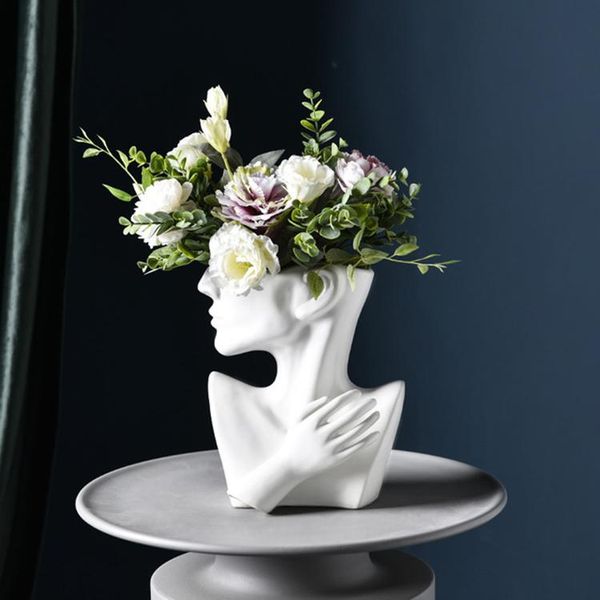 vases creative ceramic figure flower vase pots home decoration nordic style living room decor arrangement container