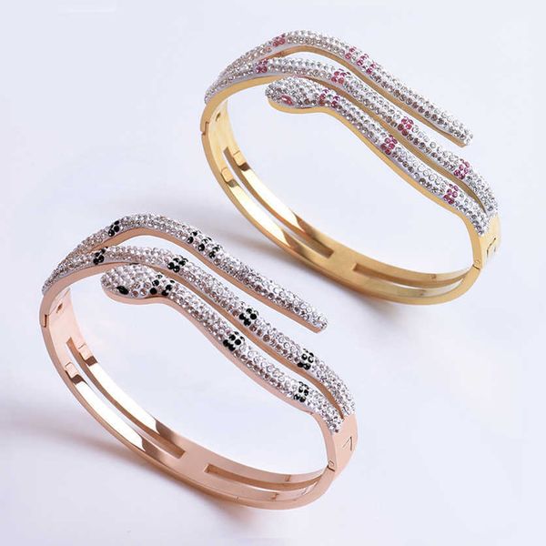 tjp new fashion 316 stainless steel crystals zircon cuff bracelet snake bangles jewelry for women gift q0717, Black
tjp new fashion 316 stainless steel crystals zircon cuff bracelet snake bangles jewelry for women gift q0717, Black