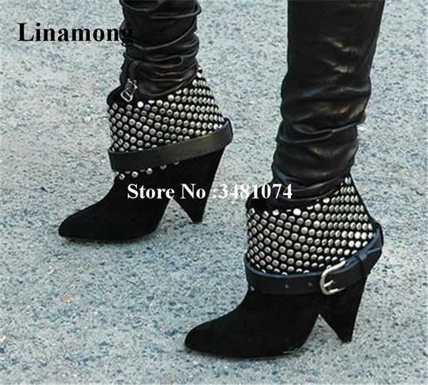 boots solid black pointed toe and spike heels ankle rivet studded strap women winter booties
boots solid black pointed toe and spike heels ankle rivet studded strap women winter booties