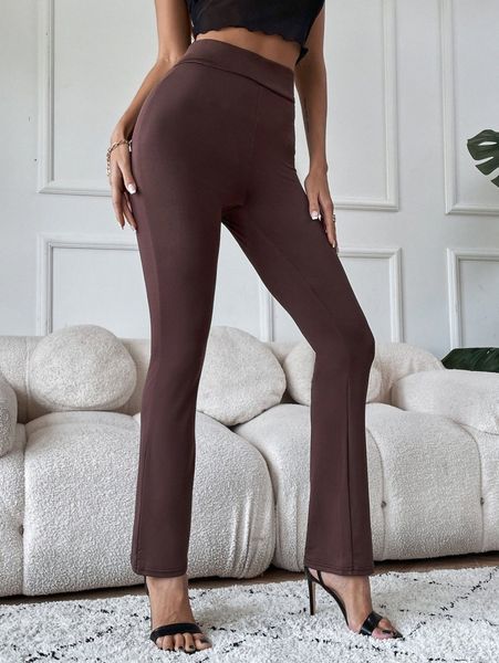 solid high waist leggings m3fy#, Black