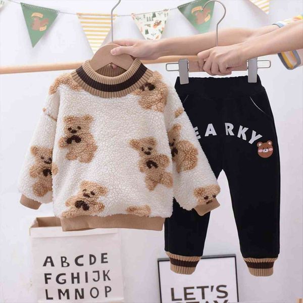 winter boys baby girls thicken cartoon bear clothing kids plus cotton t shirt pants 2pcs sets children warm casual tracksuits, White
winter boys baby girls thicken cartoon bear clothing kids plus cotton t shirt pants 2pcs sets children warm casual tracksuits, White