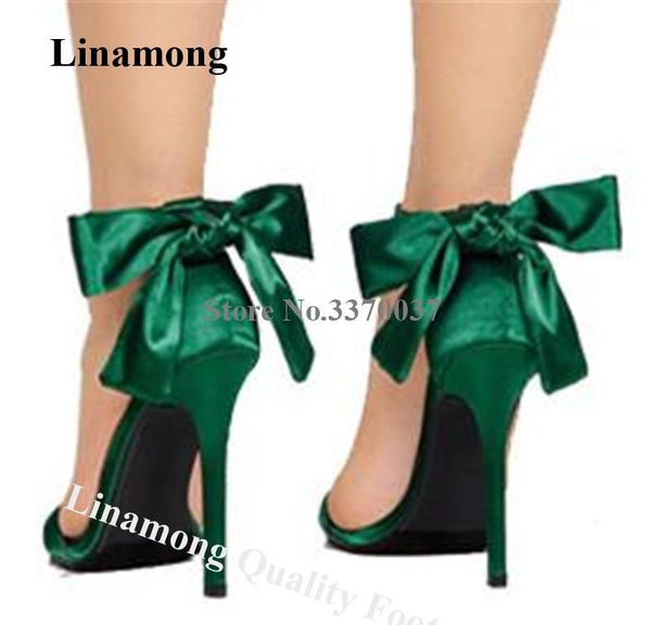 women elegant fashion open toe satin stiletto heel back bowtie sandals green pink one strap high formal dress shoes, Black 
women elegant fashion open toe satin stiletto heel back bowtie sandals green pink one strap high formal dress shoes, Black