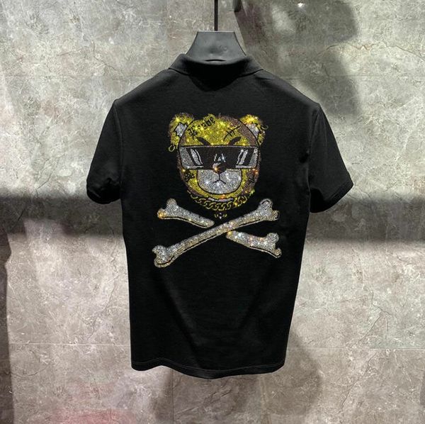 2022 rhinestone men's polo shirts short sleeve wear drill fashion chinese brand, White;black
2022 rhinestone men's polo shirts short sleeve wear drill fashion chinese brand, White;black