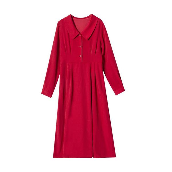 casual dresses vsue red black solid turn down collar shirt dress button long sleeve full midi autumn d1702, Black;gray
casual dresses vsue red black solid turn down collar shirt dress button long sleeve full midi autumn d1702, Black;gray