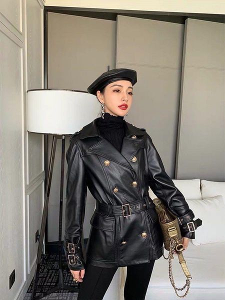 women's leather & faux xz700842 fashion jacket 2021 runway luxury european design party style clothing, Black
women's leather & faux xz700842 fashion jacket 2021 runway luxury european design party style clothing, Black