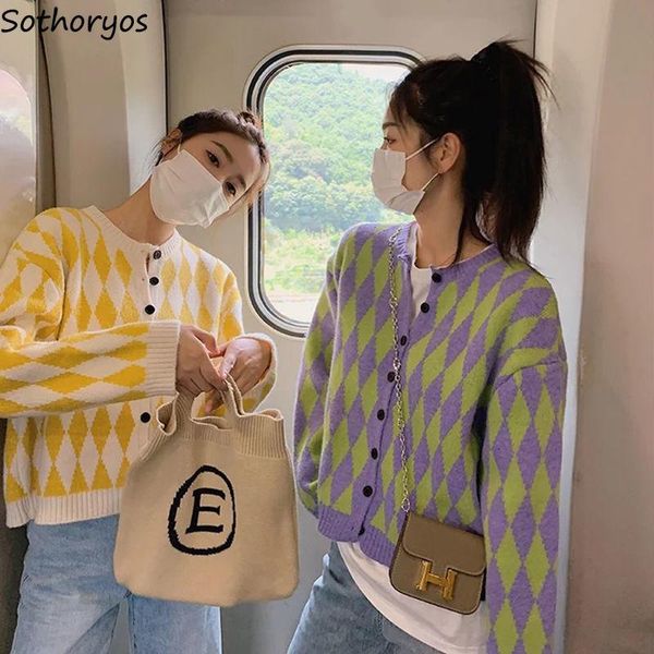 women's knits & tees designer argyle sweaters women loose colorful retro all match cardigan autumn round neck classic preppy knitwear u, White
women's knits & tees designer argyle sweaters women loose colorful retro all match cardigan autumn round neck classic preppy knitwear u, White