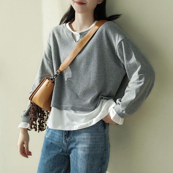 women's t-shirt johnature women fake two-piece pullover t-shirts casual cotton soft 2021 spring o-neck long sleeve korean style loose, White
women's t-shirt johnature women fake two-piece pullover t-shirts casual cotton soft 2021 spring o-neck long sleeve korean style loose, White