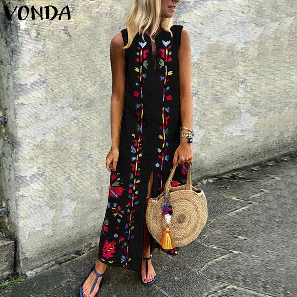 dresses maxi long bohemian dress 2021 vonda women sleeveless sundress vintag floral printed split party vestido plus size, Black;gray
dresses maxi long bohemian dress 2021 vonda women sleeveless sundress vintag floral printed split party vestido plus size, Black;gray