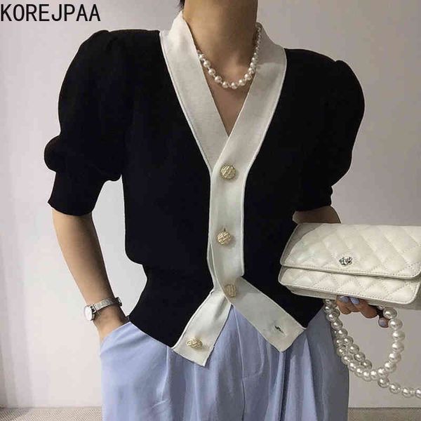 women sweater summer korean chic girl elegant temperament v-neck single-breasted casual puff sleeve knit cardigans 210514, White;black
women sweater summer korean chic girl elegant temperament v-neck single-breasted casual puff sleeve knit cardigans 210514, White;black