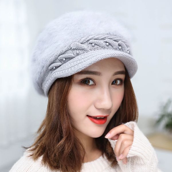 middle aged and elderly women's beret winter warm rabbit hair cold creative gift hat, Yellow
middle aged and elderly women's beret winter warm rabbit hair cold creative gift hat, Yellow