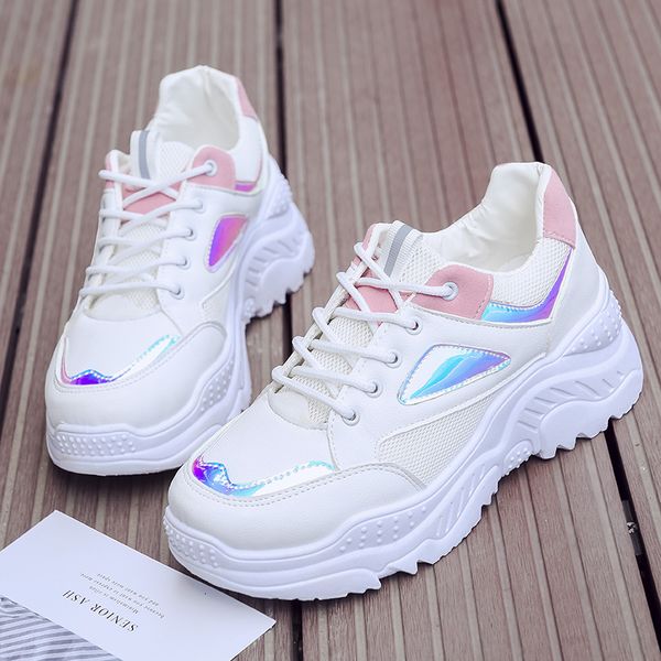 dress shoes fashion colorful laser breathable platform sneakers women spring autumn mesh bling lace-up p4al, Black
dress shoes fashion colorful laser breathable platform sneakers women spring autumn mesh bling lace-up p4al, Black