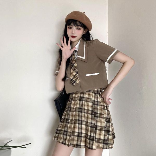 clothing sets japanese school uniform 2021jk style female short-sleeved pleated skirt student street wear plaid two-piece suit, White
clothing sets japanese school uniform 2021jk style female short-sleeved pleated skirt student street wear plaid two-piece suit, White