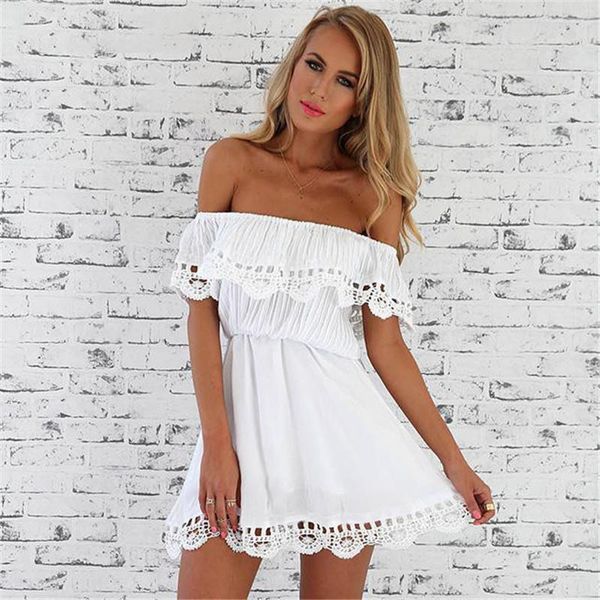 women's swimwear women elegant vintage sweet lace white dress stylish slash neck casual slim beach summer sundress female vestidos, White;black
women's swimwear women elegant vintage sweet lace white dress stylish slash neck casual slim beach summer sundress female vestidos, White;black