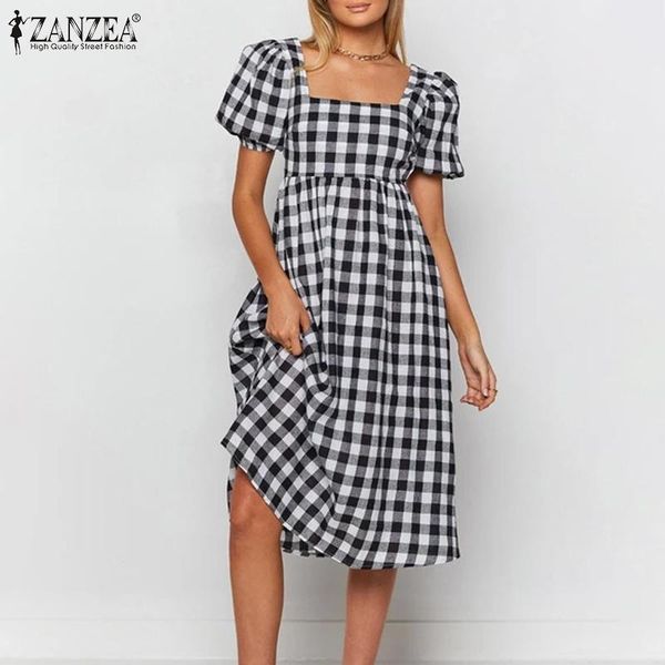 casual dresses women vintage 2022 summer plaid midi vestidos puff sleeve long sundress ladies a-line party robe, Black;gray
casual dresses women vintage 2022 summer plaid midi vestidos puff sleeve long sundress ladies a-line party robe, Black;gray