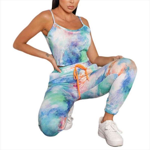 fashion 2 pieces sport suit womens pants set floral print o neck sleeveless crop and tie dye s, White
fashion 2 pieces sport suit womens pants set floral print o neck sleeveless crop and tie dye s, White