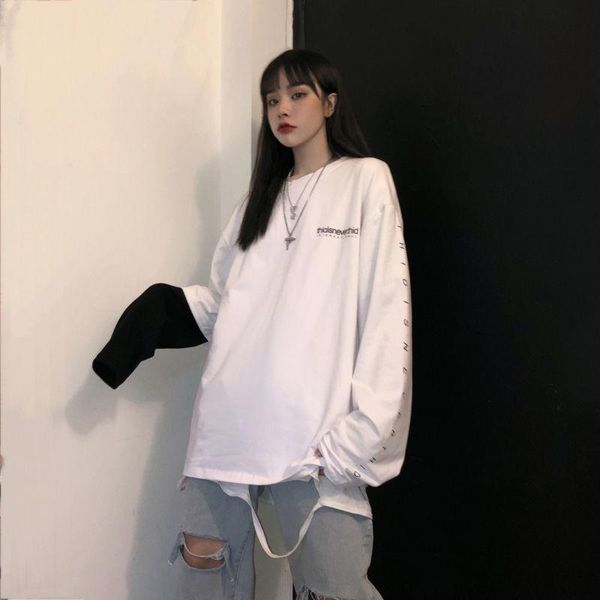 women's t-shirt 2021 spring autumn splicing print long sleevet-shirt korean harajuku graphic tees women streetwear fashion goth gothic, White
women's t-shirt 2021 spring autumn splicing print long sleevet-shirt korean harajuku graphic tees women streetwear fashion goth gothic, White