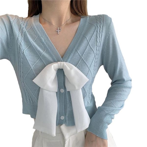 knit cardigan for women 2021 spring summer fashion bow short long sleeve v-neck blue white jacket female jd1126 women's jackets, Black;brown
knit cardigan for women 2021 spring summer fashion bow short long sleeve v-neck blue white jacket female jd1126 women's jackets, Black;brown