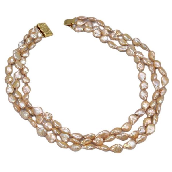 chains jk 11-13mm 3 strands champagne coin pearl necklace handmade for women, Silver
chains jk 11-13mm 3 strands champagne coin pearl necklace handmade for women, Silver