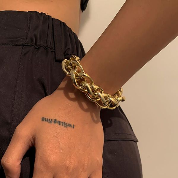 link, chain boho heavy metal chunky thick twisted bracelet women steampunk fashion link couple bracelets glamour party girl jewelry, Black
link, chain boho heavy metal chunky thick twisted bracelet women steampunk fashion link couple bracelets glamour party girl jewelry, Black