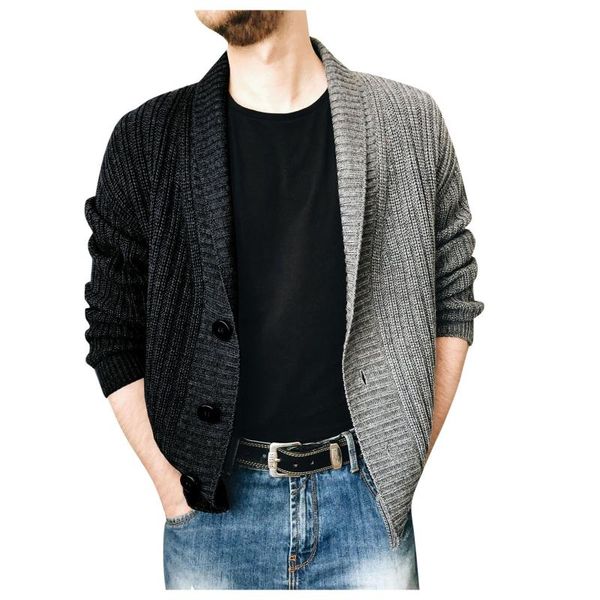 men's sweaters cardigan sueter masculino two-color stitching lapel single-breasted knit sweater coat blusa de frio, White;black
men's sweaters cardigan sueter masculino two-color stitching lapel single-breasted knit sweater coat blusa de frio, White;black