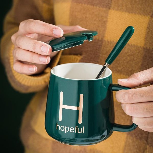 creative korean-style cup with lid spoon printed lucky letters mug simple ceramic coffee 350ml mugs
creative korean-style cup with lid spoon printed lucky letters mug simple ceramic coffee 350ml mugs