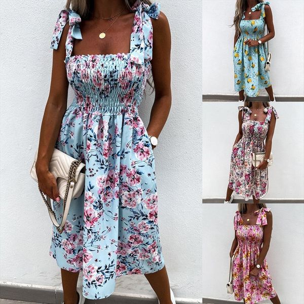 fashion summer flower print women dresses a line shrinkage design pockets bandage decor sling sleevelss square collar slim, Black;gray
fashion summer flower print women dresses a line shrinkage design pockets bandage decor sling sleevelss square collar slim, Black;gray